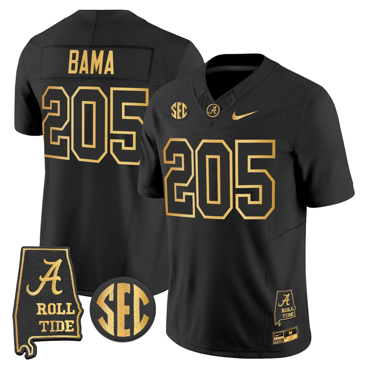 BAMA 2025 Gold Vapor Limited Jersey - Alabama Map