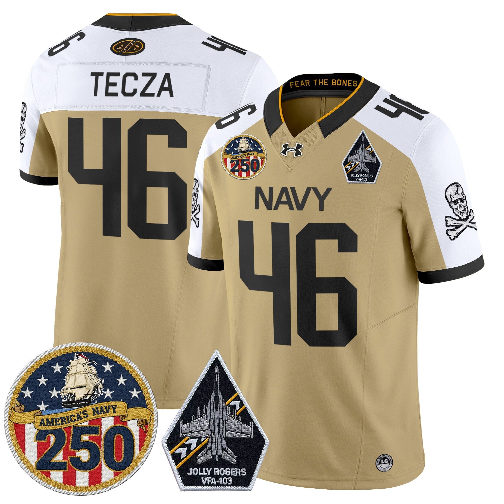 Navy Midshipmen 'Jolly Rogers Edition' Vapor Limited Jersey - 250th Anniversary Patch - Stitched