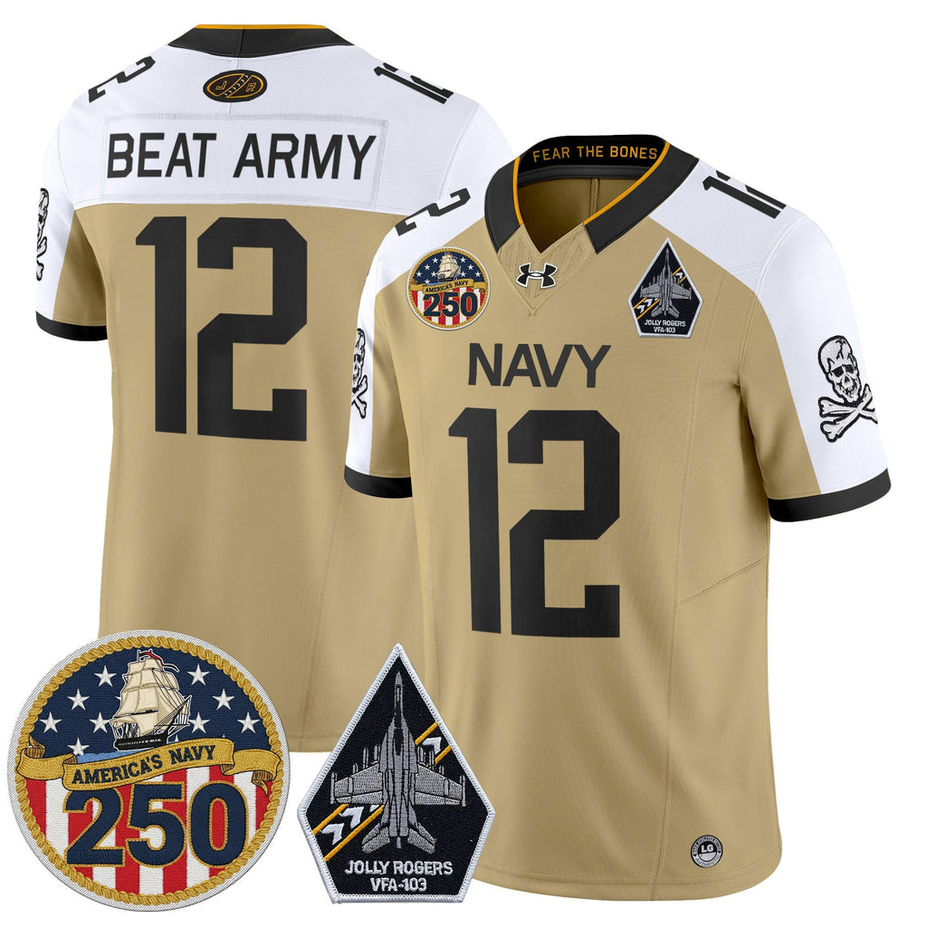 Navy Midshipmen 'Jolly Rogers Edition' Vapor Limited Jersey - 250th Anniversary Patch - Stitched