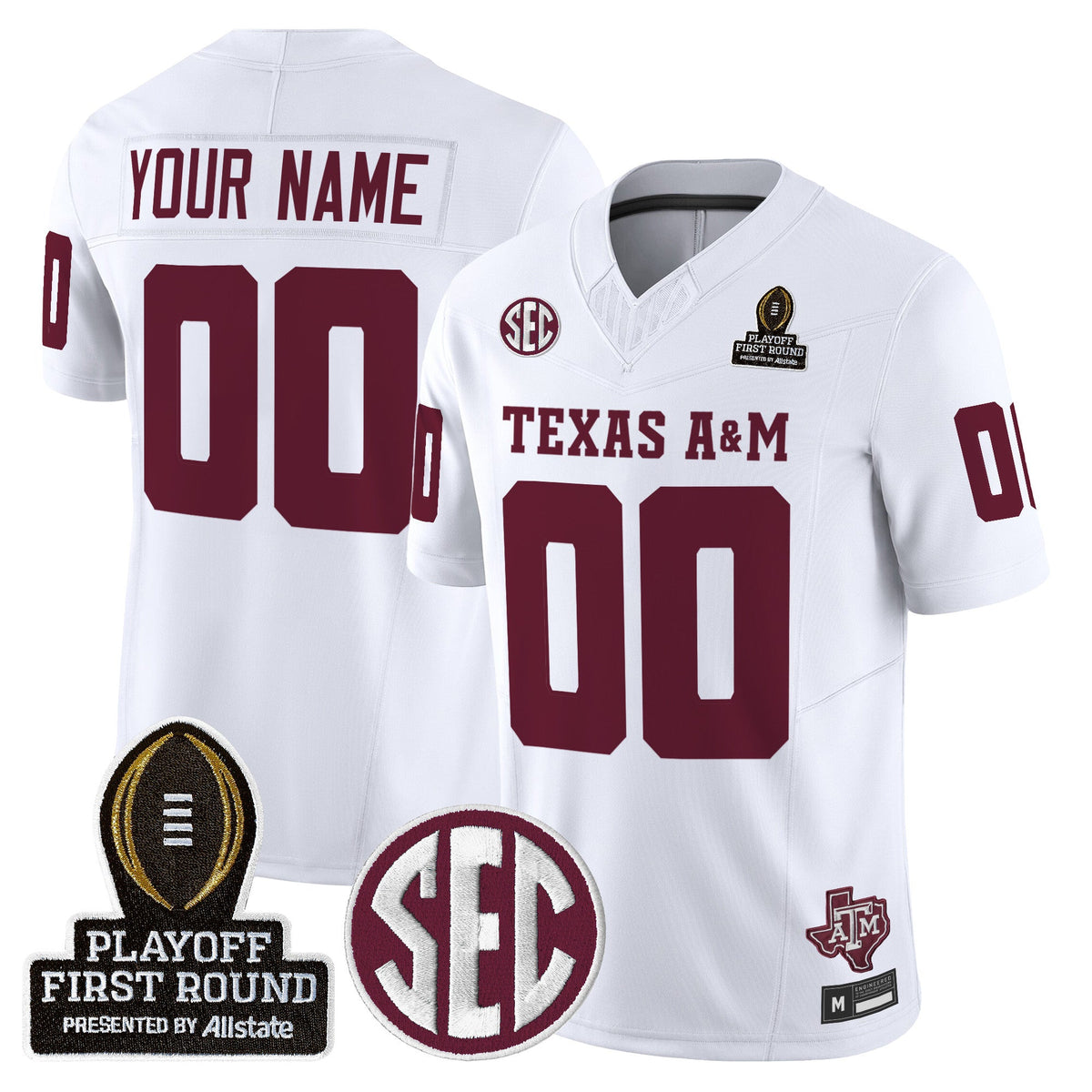 Aggies 2025 Playoff First Round Vapor Limited Custom Jersey