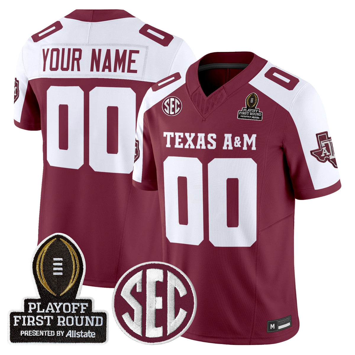 Aggies 2025 Playoff First Round Vapor Limited Custom Jersey