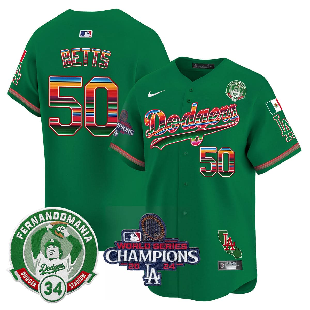 LAD Mexico 2024 World Series Champions Patch Jersey - Stitched