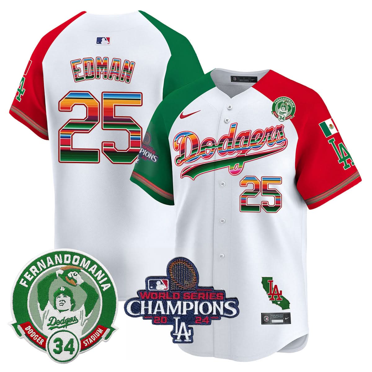 LAD Mexico 2024 World Series Champions Patch Jersey - Stitched