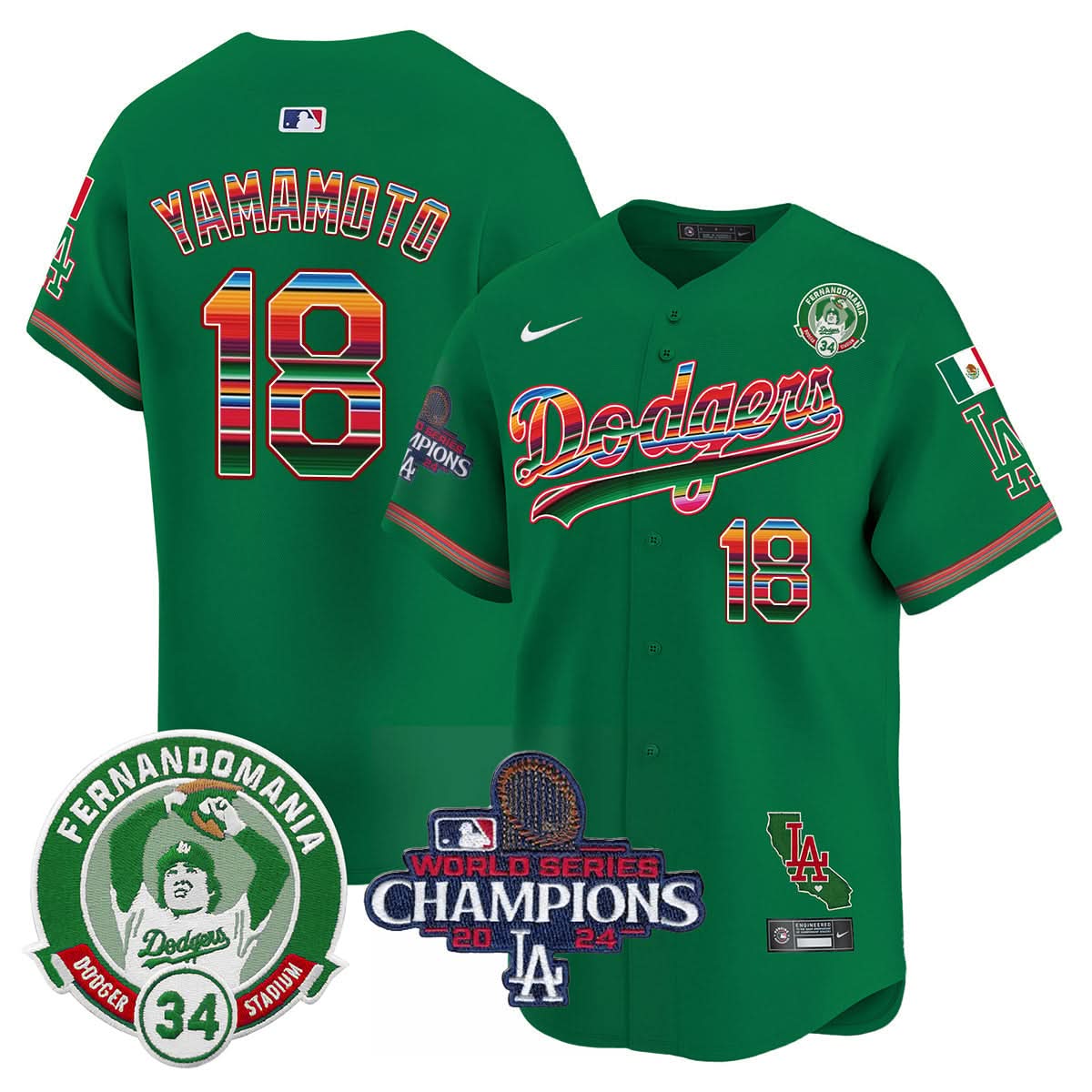 LAD Mexico 2024 World Series Champions Patch Jersey - Stitched