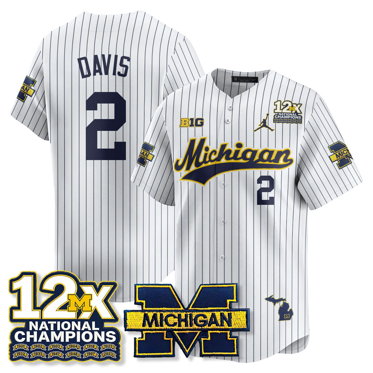 MICH 12x-Time National Champions Baseball Limited Jersey - Stitched