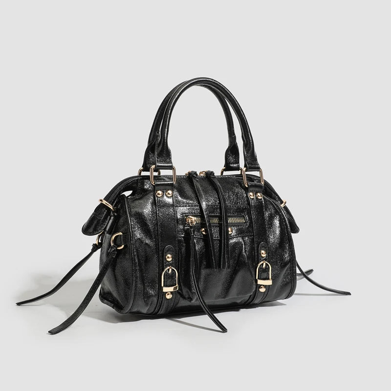 SHELKSBAG City Fashion Studs Bags Woman Travel Handbags Outdoor High-capacity Designer Single Shoulder Motorcycle Crossbody Bag