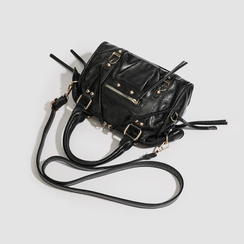 SHELKSBAG City Fashion Studs Bags Woman Travel Handbags Outdoor High-capacity Designer Single Shoulder Motorcycle Crossbody Bag