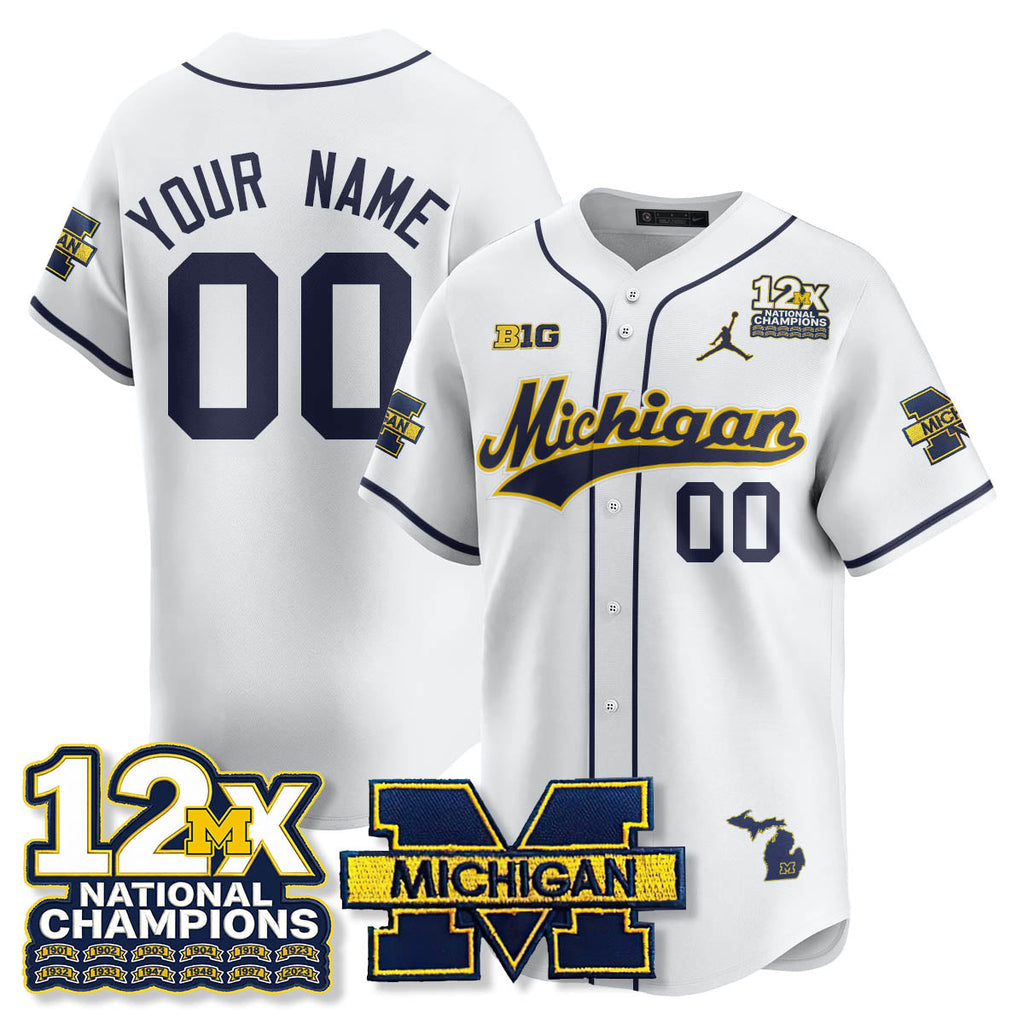 MICH 12x-Time National Champions Baseball Limited Jersey - Stitched