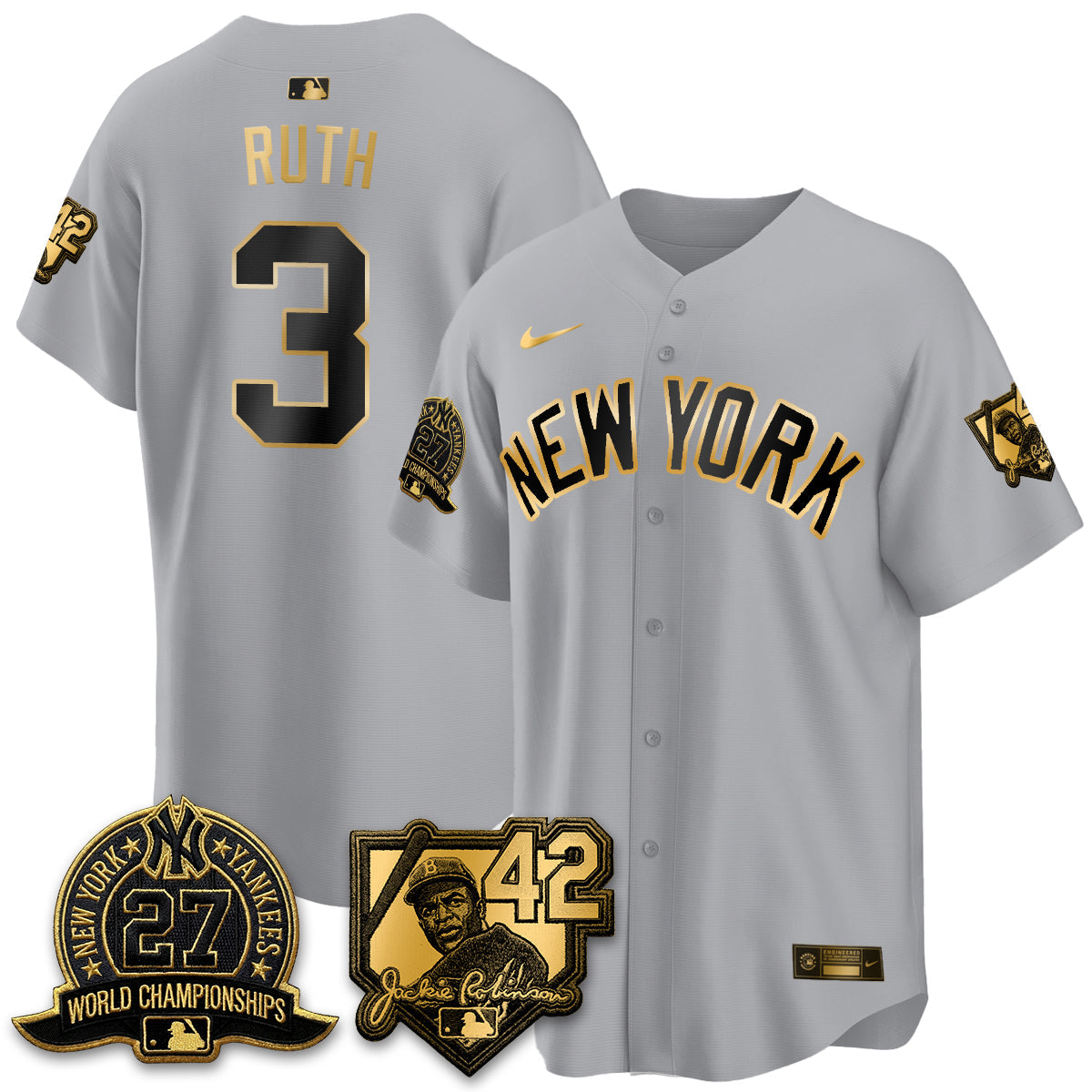 NYY 2026 Jackie Robinson Day Vapor Limited Gold Edition Jersey - Stitched