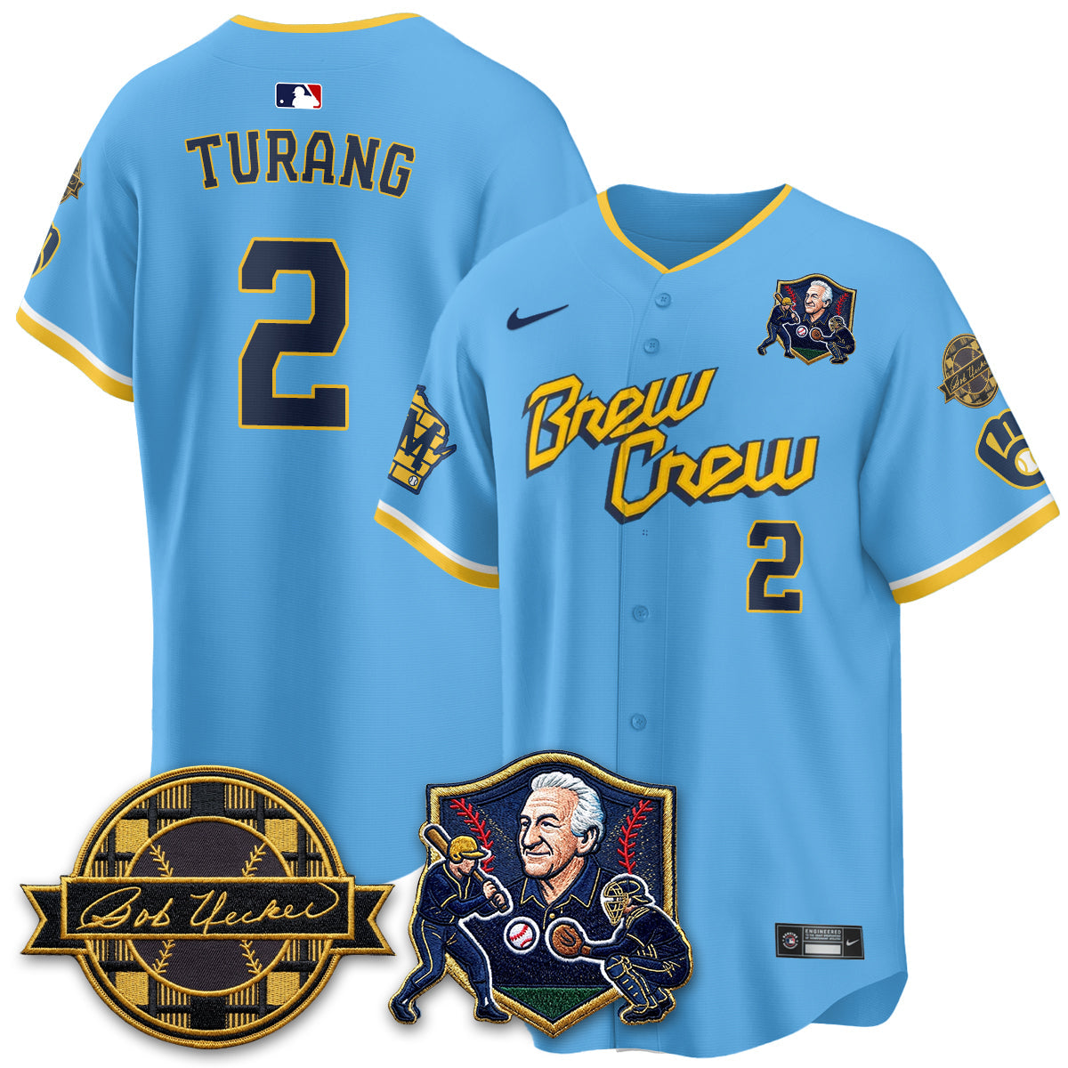 MIL Bob Uecker - 54 Seasons for Brewers' Vapor Limited Gold Jersey - Stitched