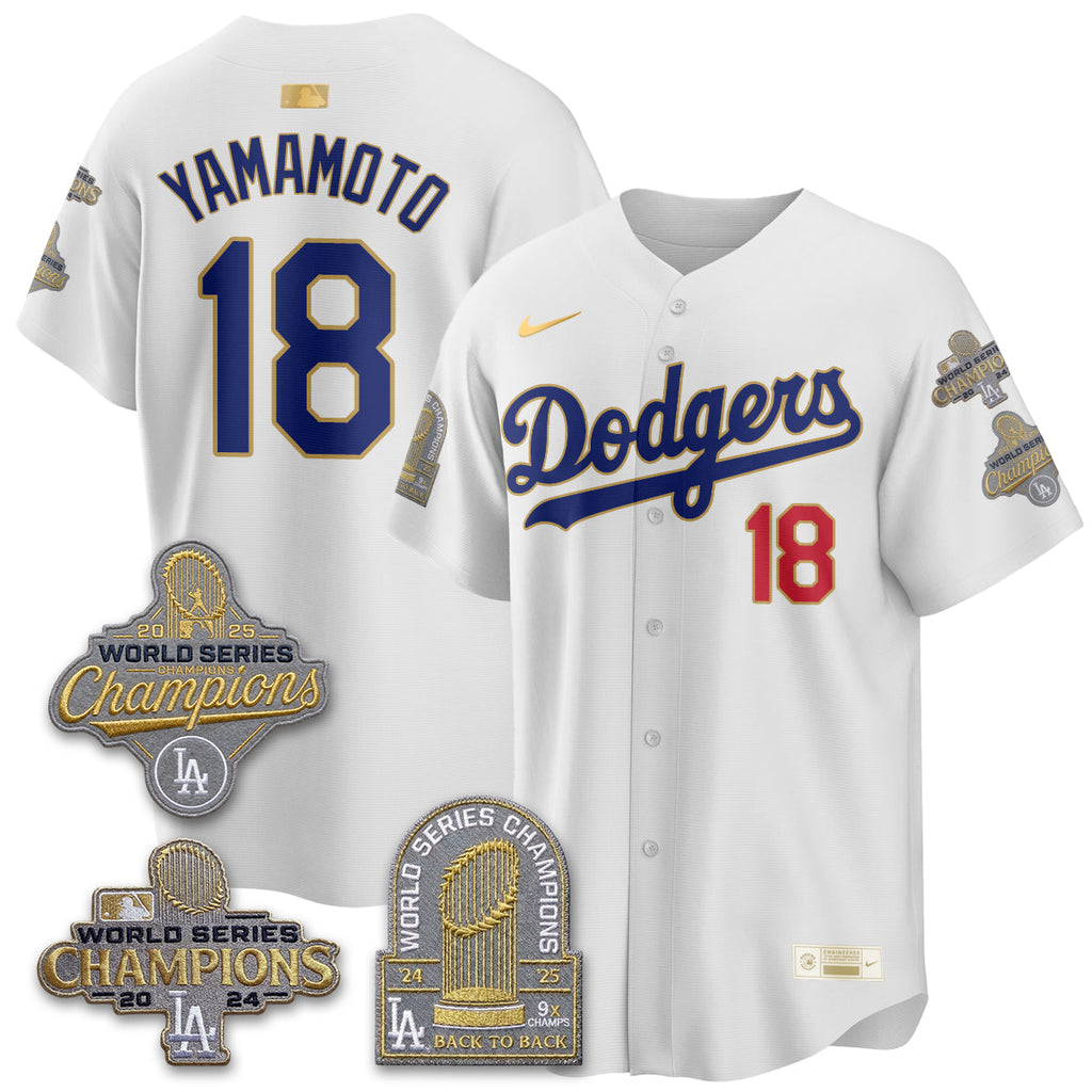 LAD Gold Collection Stadium Vapor Limited Jersey - Back to Back 9x Champs - Stitched
