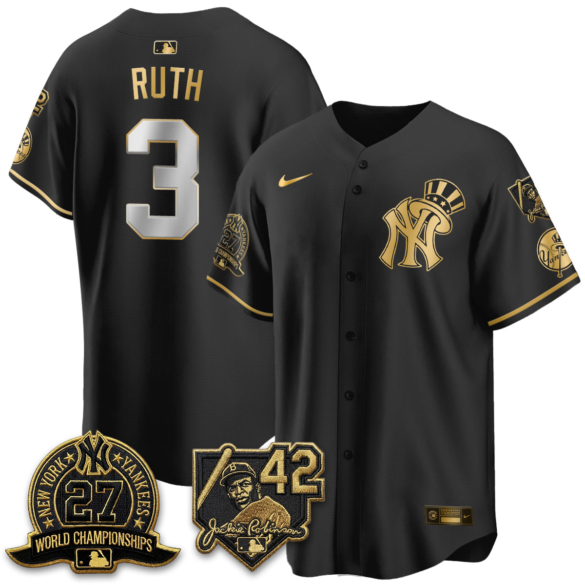 NYY 2026 Jackie Robinson Day Vapor Limited Gold Edition Jersey - Stitched - V2