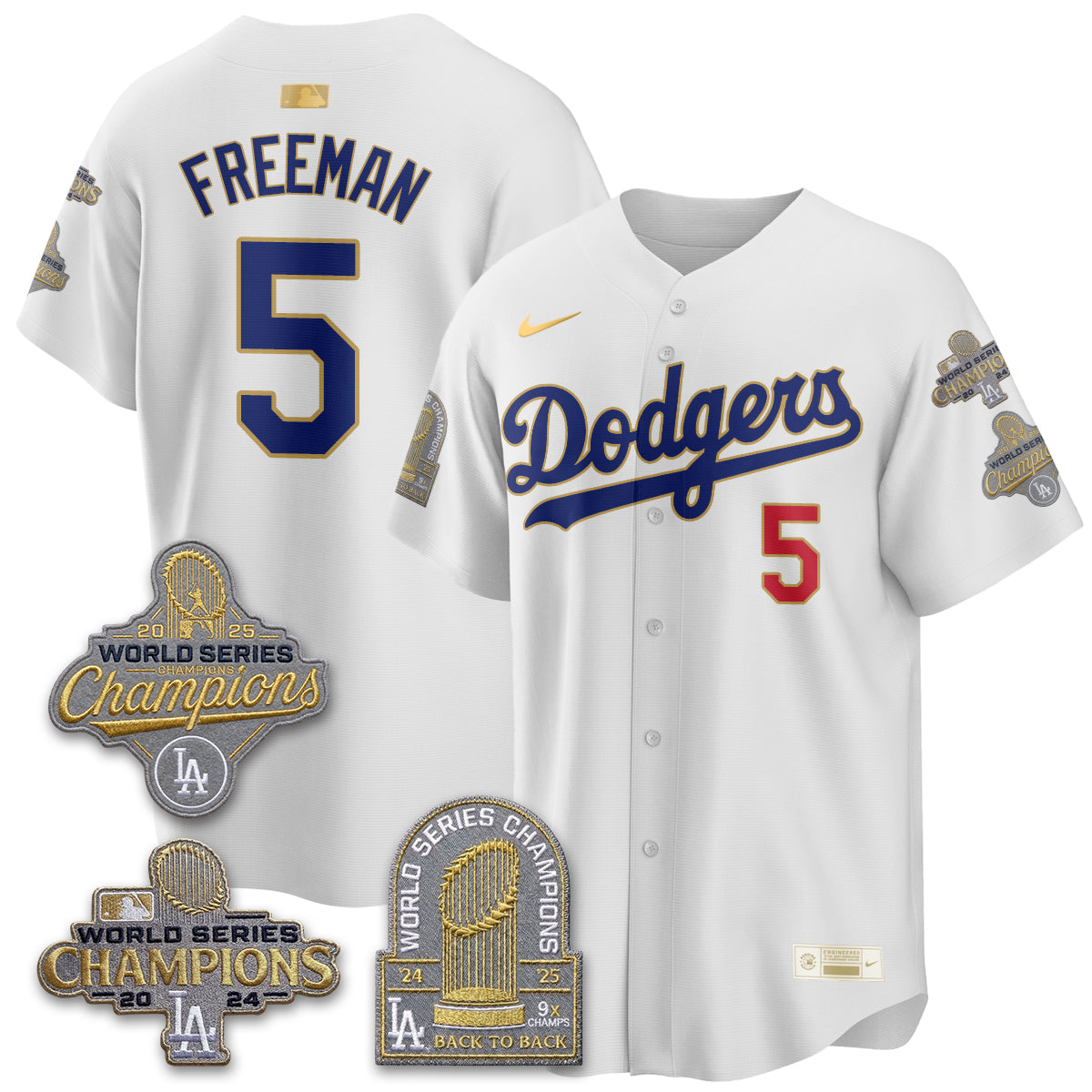 LAD Gold Collection Stadium Vapor Limited Jersey - Back to Back 9x Champs - Stitched