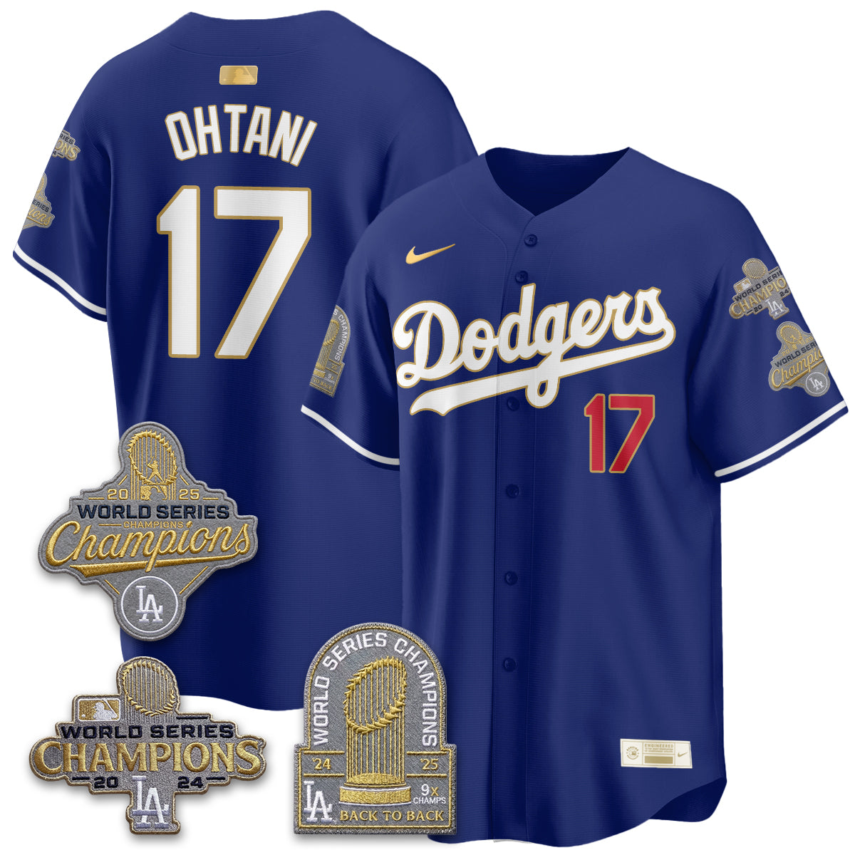 LAD Gold Collection Stadium Vapor Limited Jersey - Back to Back 9x Champs - Stitched