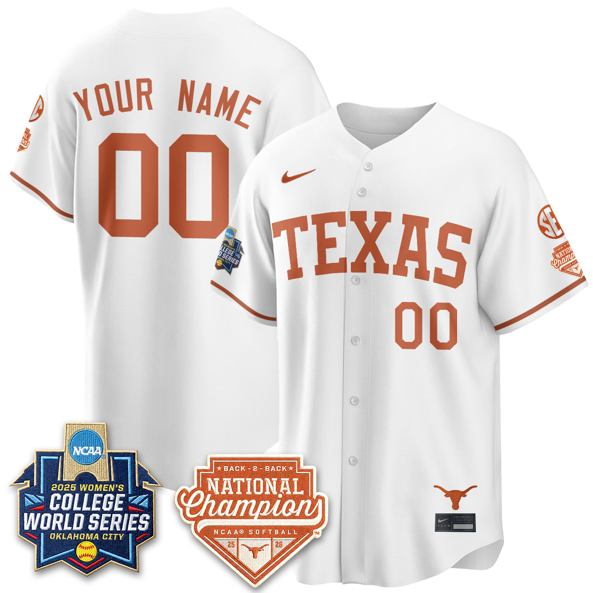 TEX Softball 2026 World Series (WCWS) Vapor Premier Limited Custom Jersey - B2B Champs - Stitched